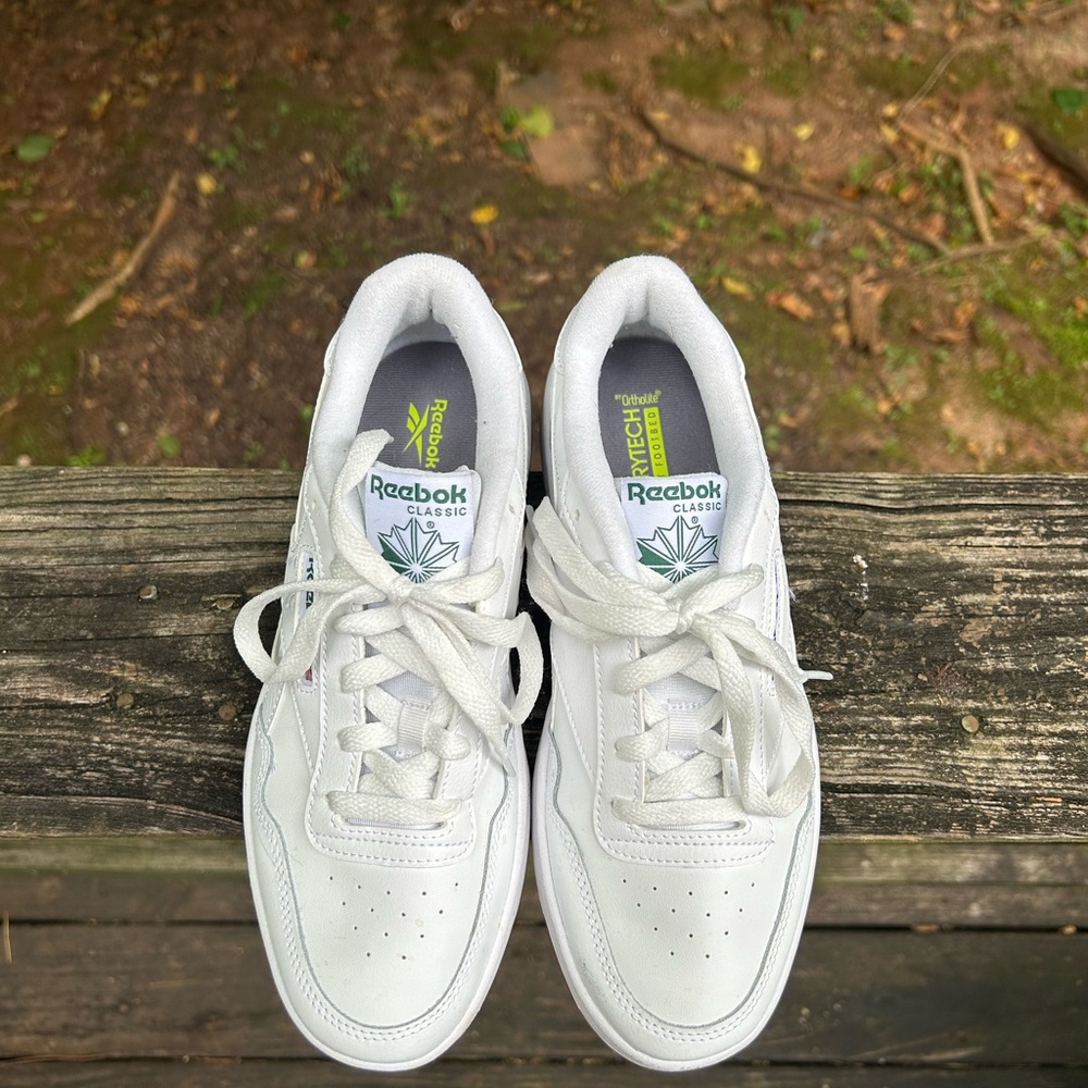 Reebok Classic White and Green Sneakers